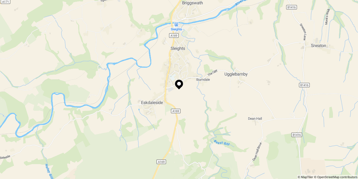 Approximate location of Ingham Close, Sleights, Whitby, YO22 5DW