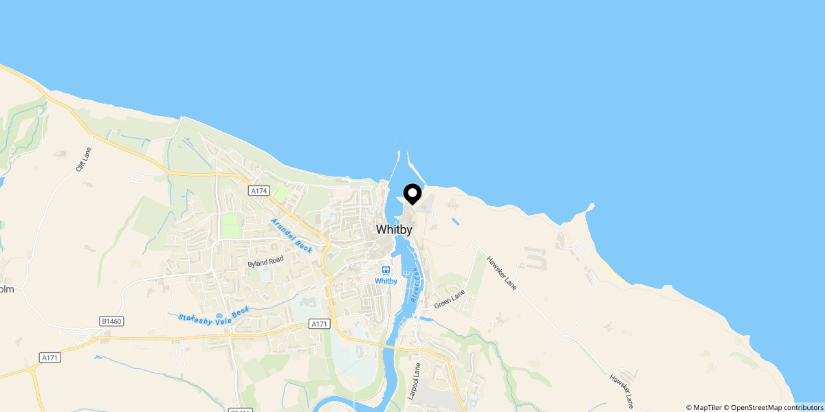 Approximate location of Church Street, Whitby, YO22 4BH