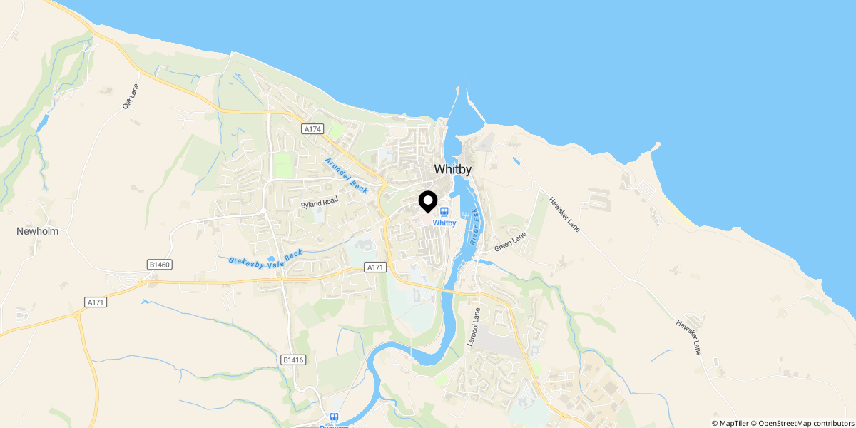 Approximate location of Baxtergate, Whitby, North Yorkshire, YO21 1DA