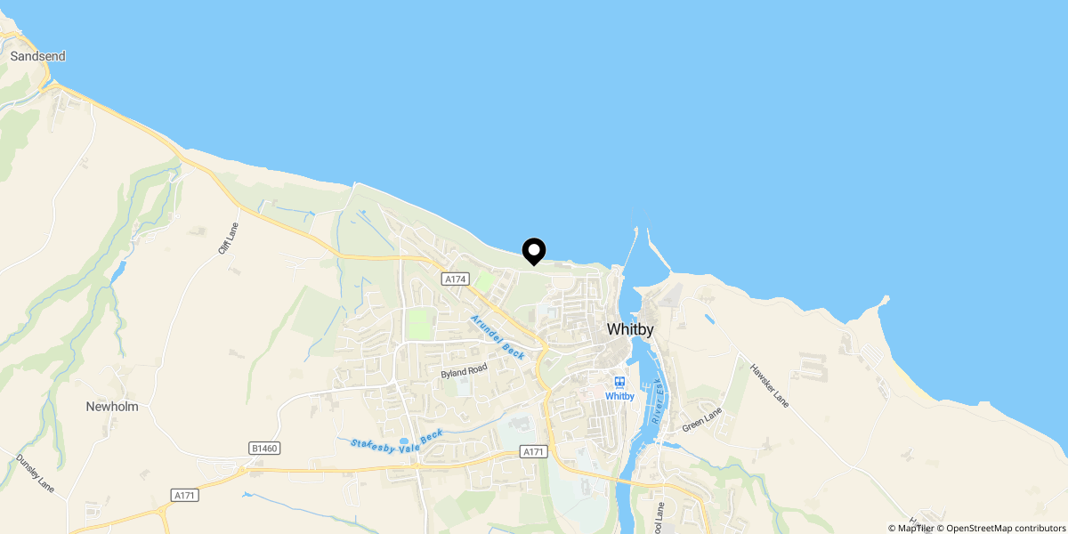 Approximate location of Argyle Road, Whitby, YO21 3HU