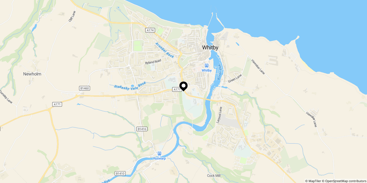 Approximate location of Prospect Hill, Whitby, YO21 1QE