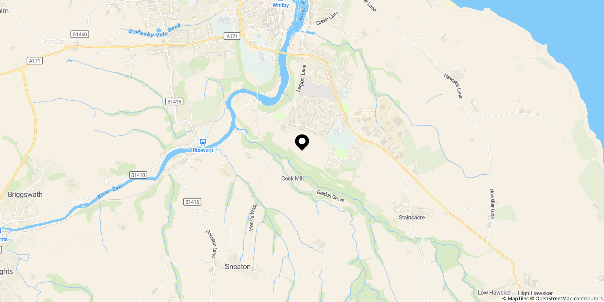 Approximate location of Harrier Place, Whitby, YO22 4QS