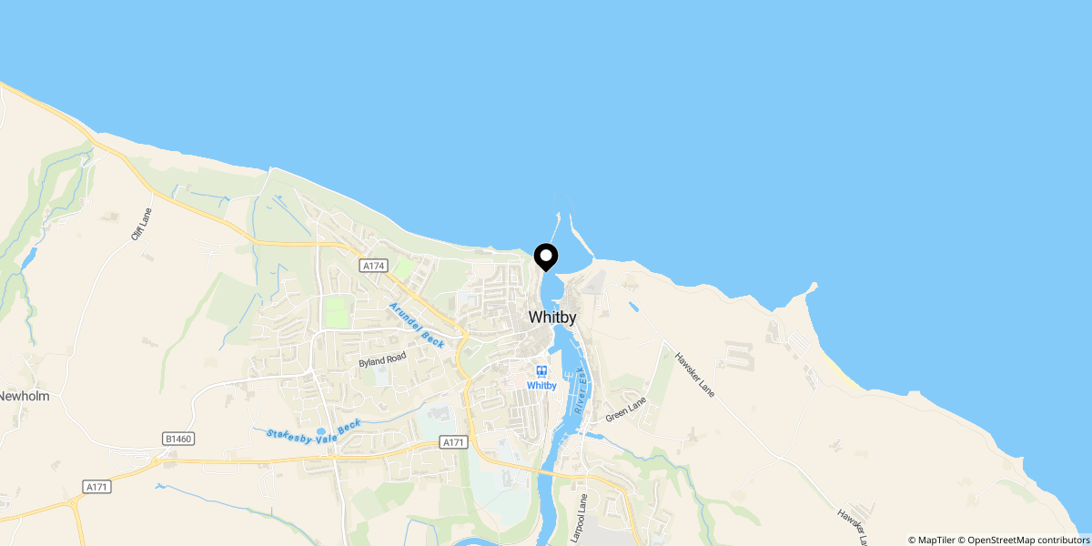 Approximate location of Henrietta Street, Whitby, YO22 4DW