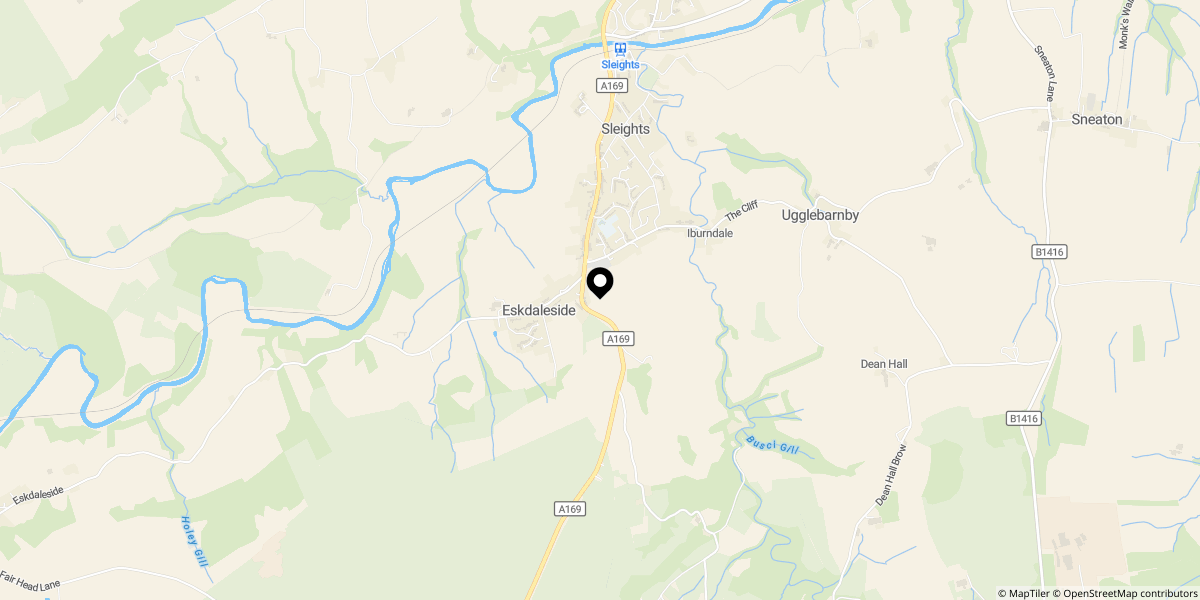 Approximate location of Old School Gardens, Sleights, Whitby, YO22 5BH