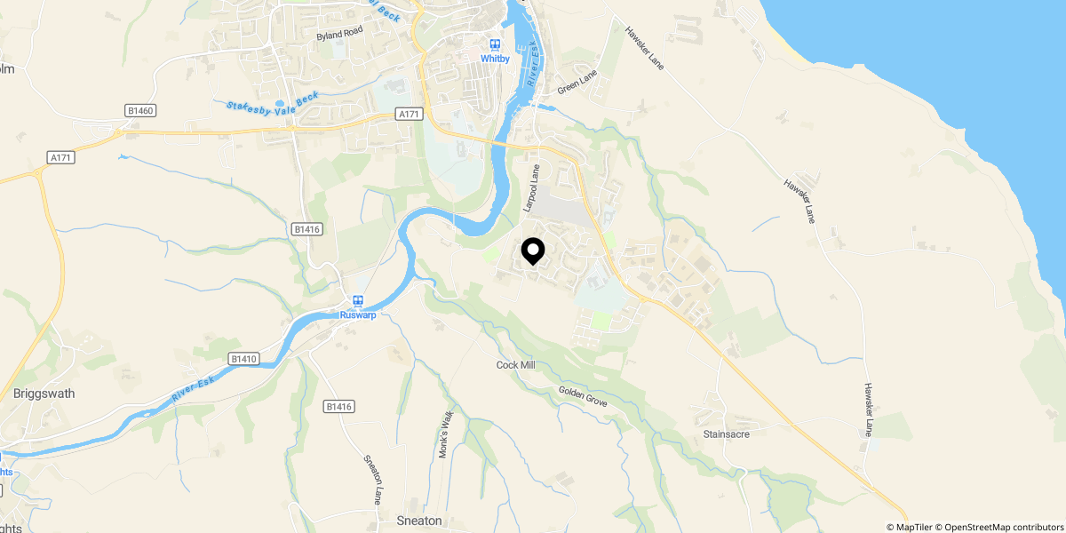 Approximate location of Eskdale Road, Whitby, YO22 4JH
