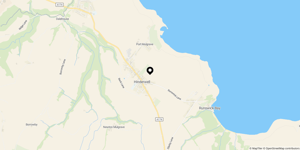 Approximate location of Runswick Lane, Hinderwell, Saltburn-by-the-sea, TS13 5HP