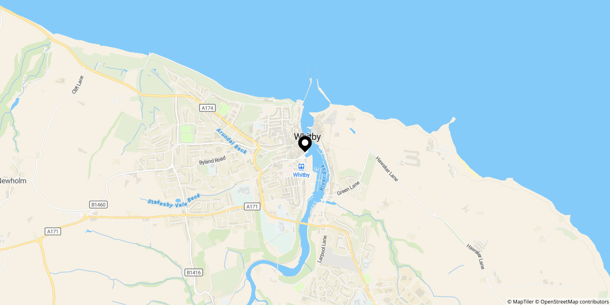 Approximate location of Grape Lane, Whitby, YO22 4BA