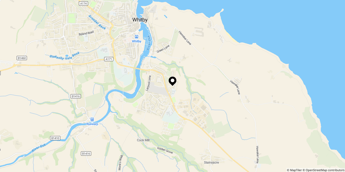 Approximate location of St. Peters Court, Whitby, YO22 4JQ