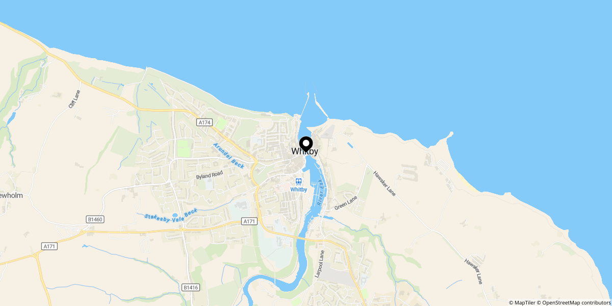 Approximate location of Grape Lane, Whitby, YO22 4BA
