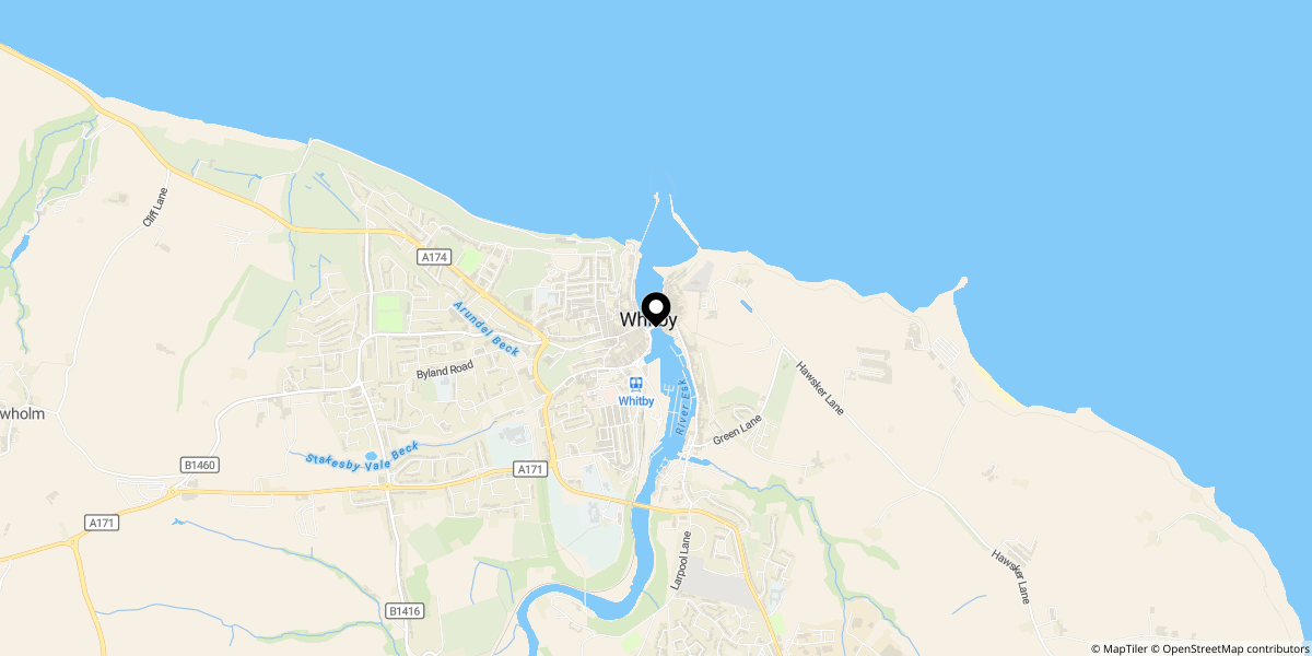 Approximate location of Grape Lane, Whitby, YO22 4BA
