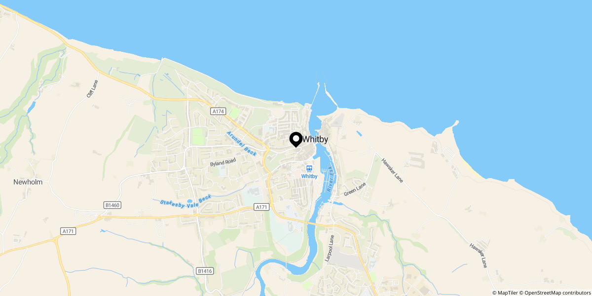 Approximate location of Wellington Terrace, Whitby, YO21 3HF