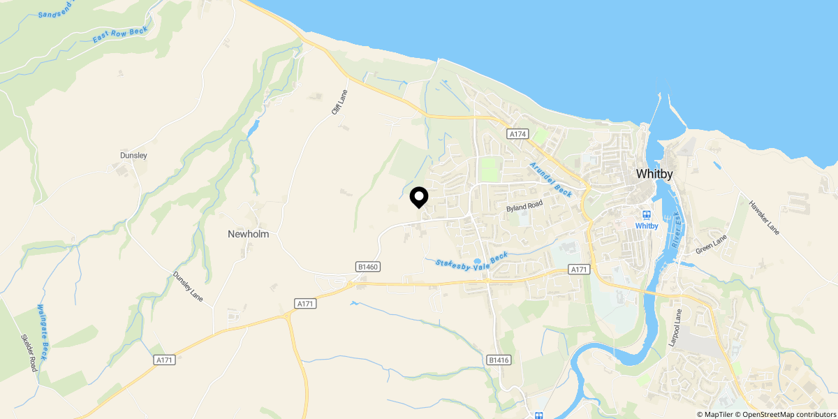 Approximate location of Chancel Way, Whitby, YO21 3NW