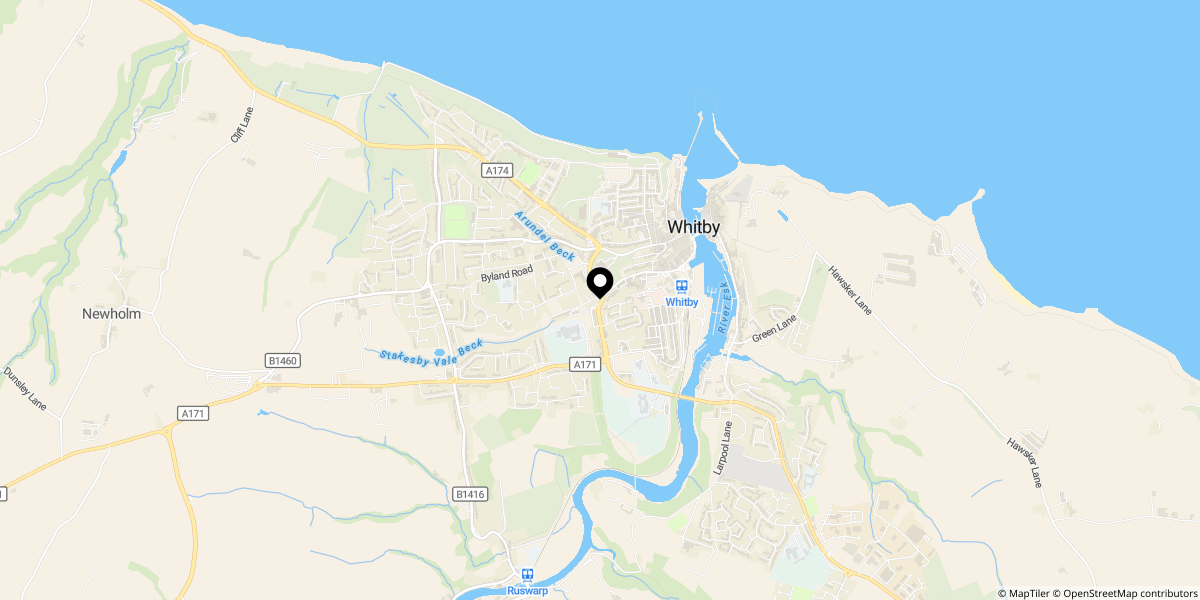 Approximate location of Chubb Hill Road, Whitby, YO21 1JU