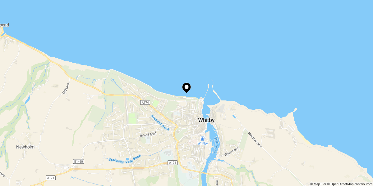 Approximate location of Royal Crescent, Whitby, YO21 3EJ