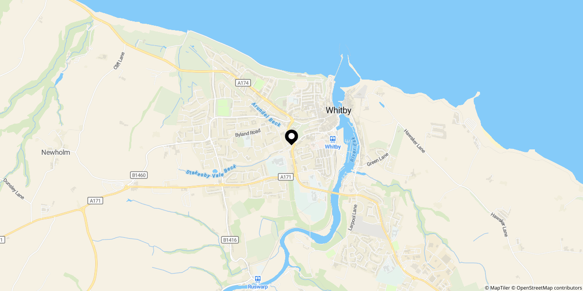 Approximate location of Chubb Hill Road, Whitby, YO21 1JU