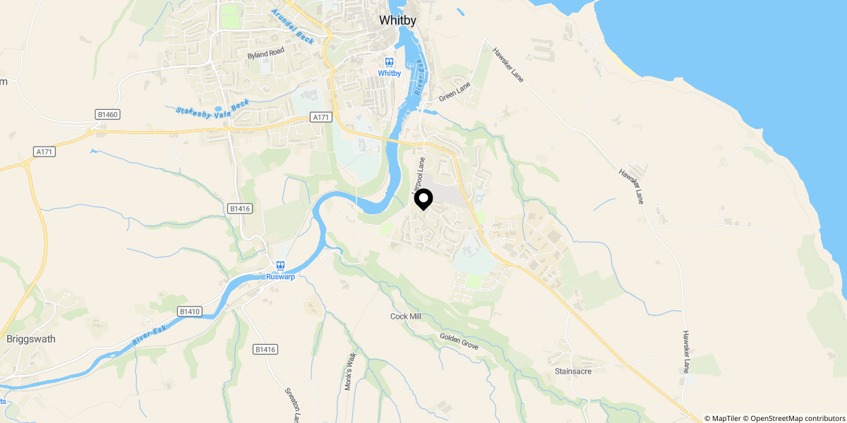Approximate location of Fairmead Way, Whitby, YO22 4JL