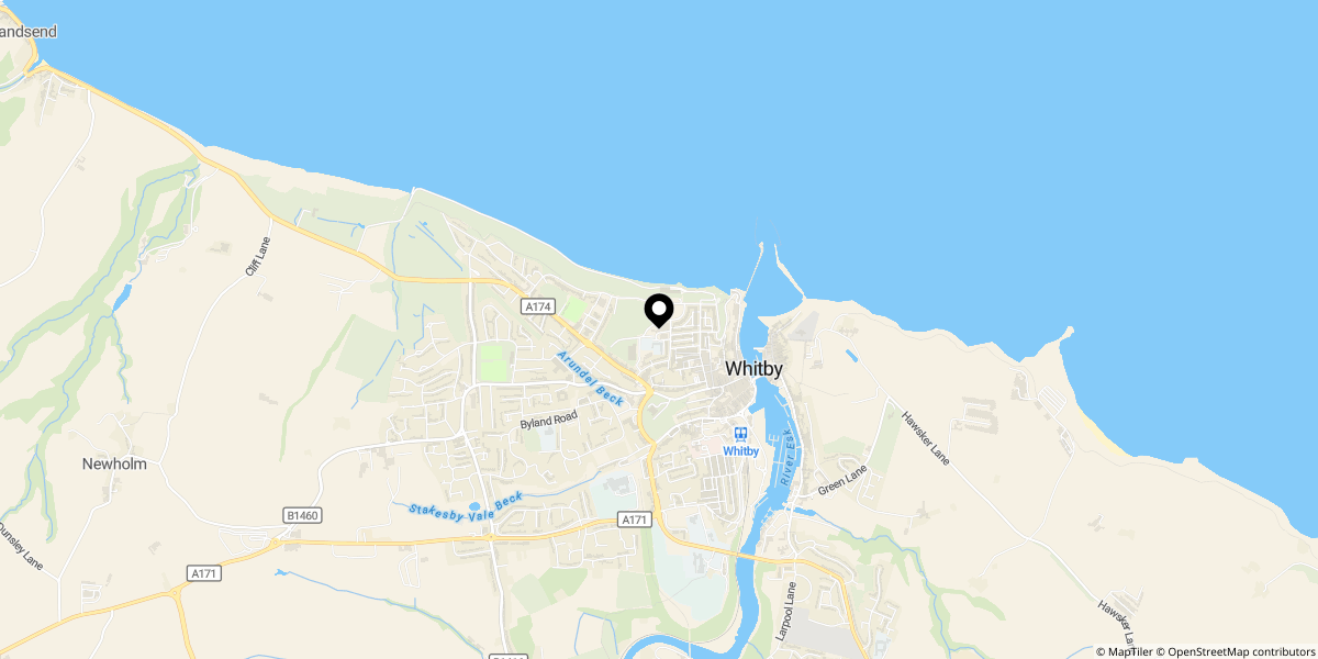 Approximate location of Royal Crescent, Whitby, YO21 3EJ