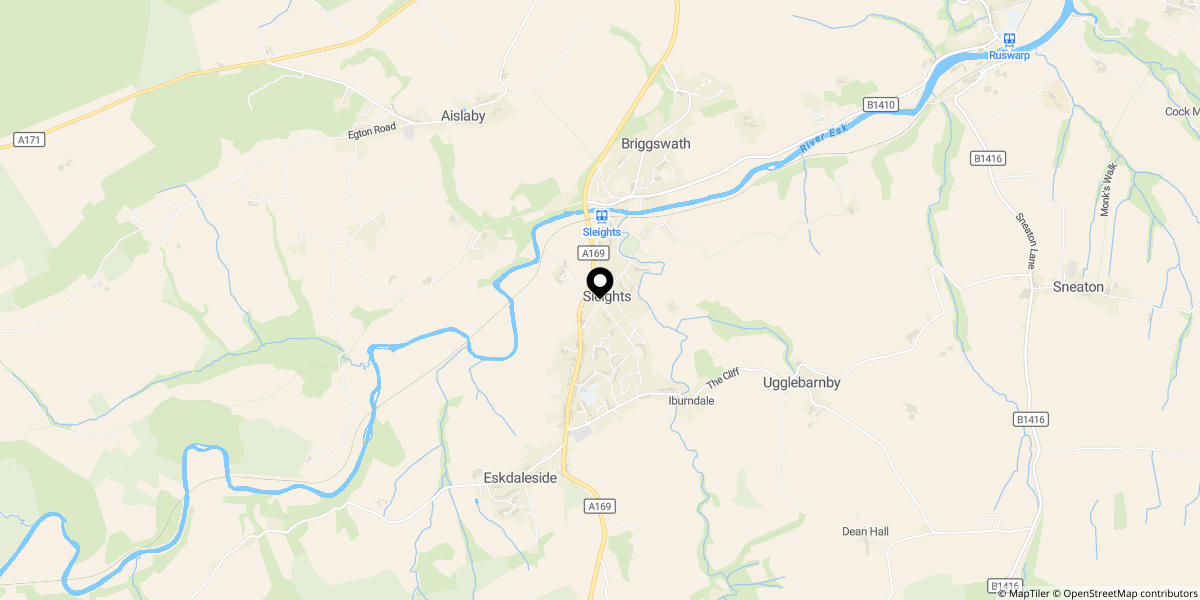 Approximate location of Birch Avenue, Sleights, Whitby, YO22 5DA