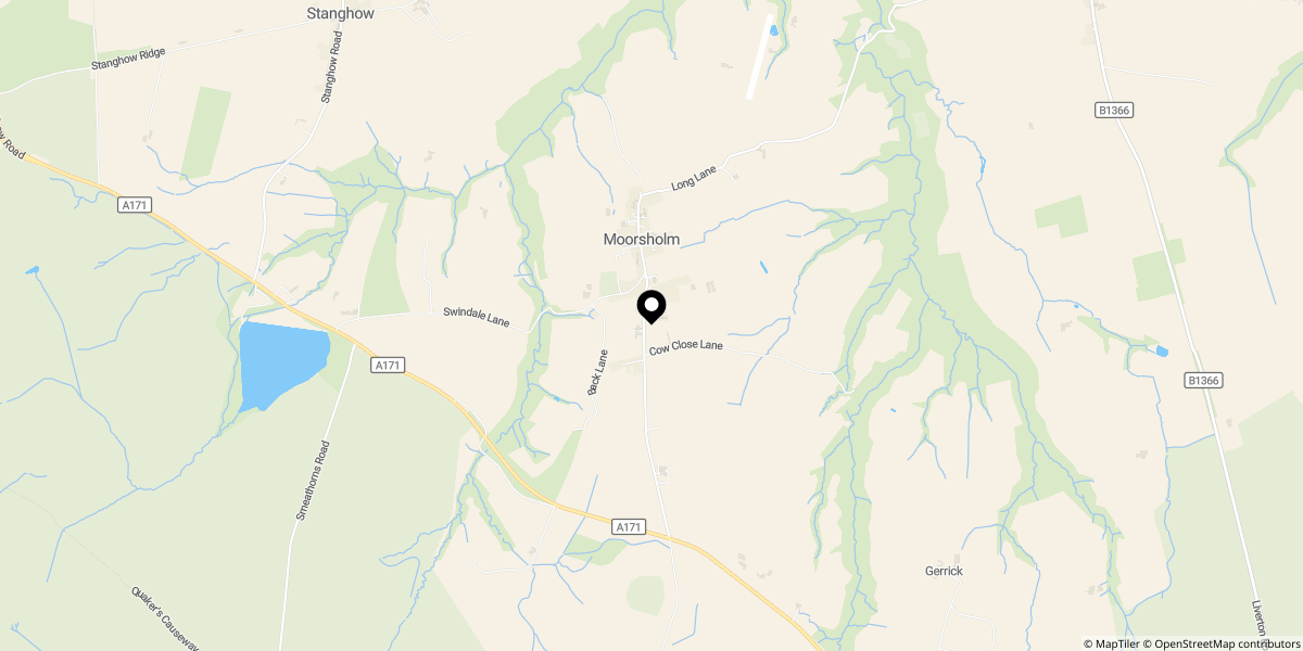 Approximate location of Freebrough Road, Moorsholm
