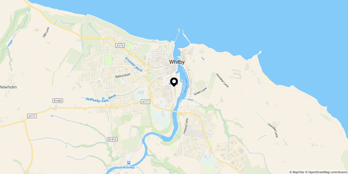 Approximate location of North Road, Whitby, YO21 1EN