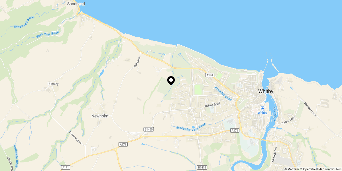 Approximate location of Highfield Road, Whitby