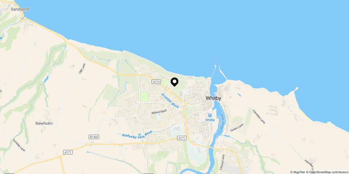 Approximate location of Southlands Avenue, Whitby, YO21 3DY