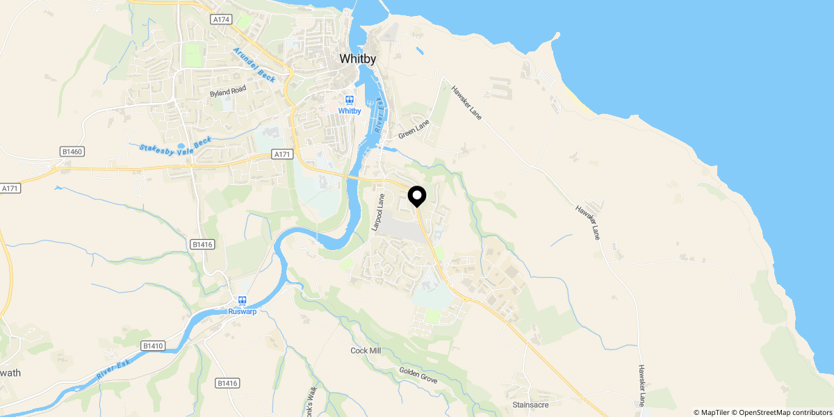 Approximate location of St. Peters Court, Whitby, YO22 4JQ