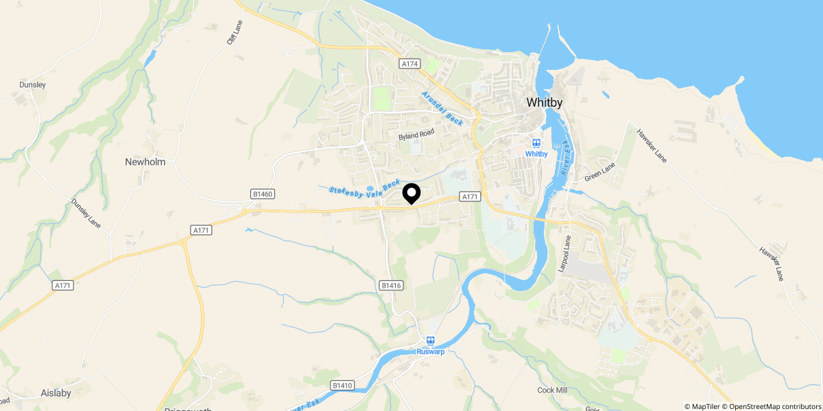 Approximate location of St Andrews Road, Whitby