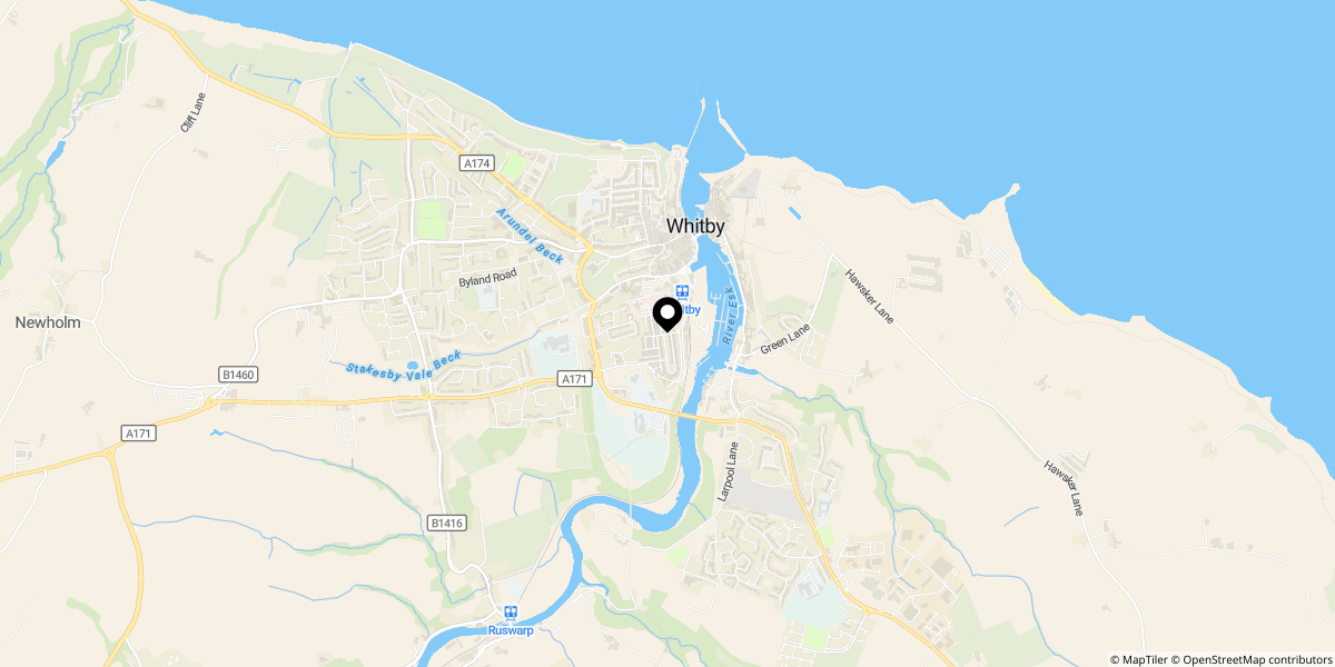 Approximate location of Gray Street, Whitby, YO21 1EP