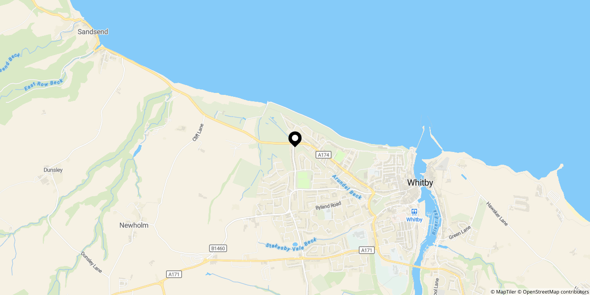 Approximate location of Saxon Road, Whitby, YO21 3NU