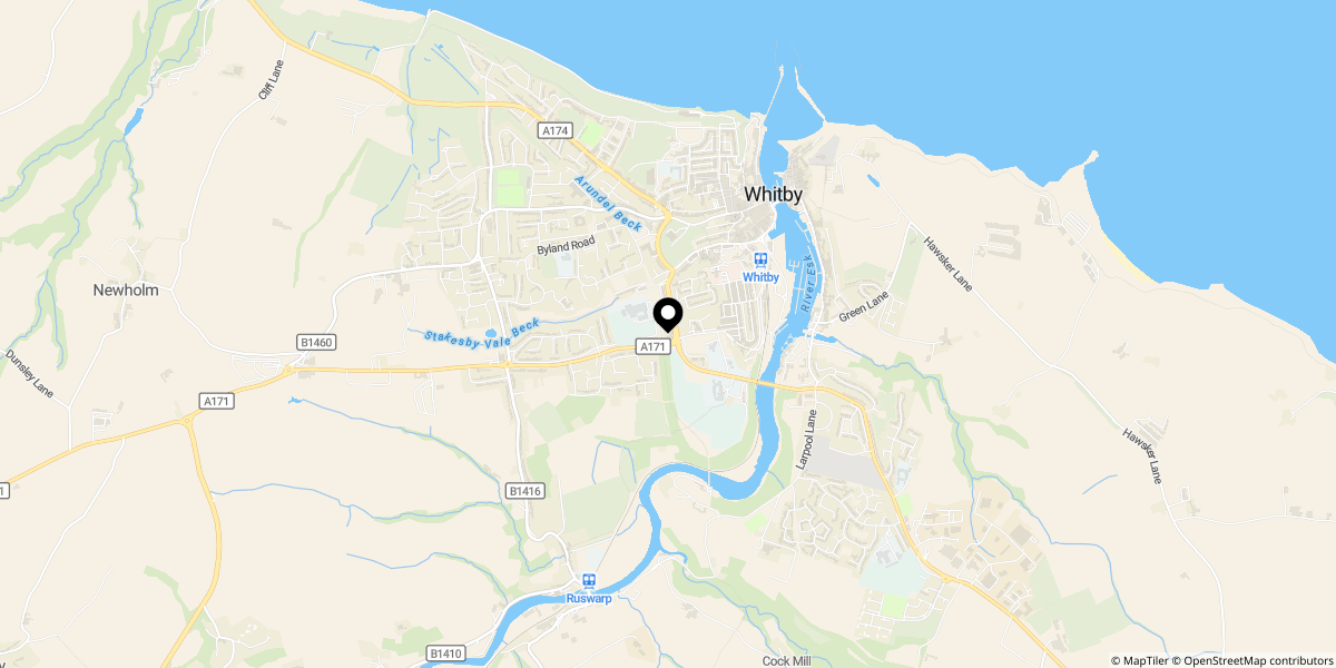 Approximate location of Prospect Hill, Whitby, YO21 1QE